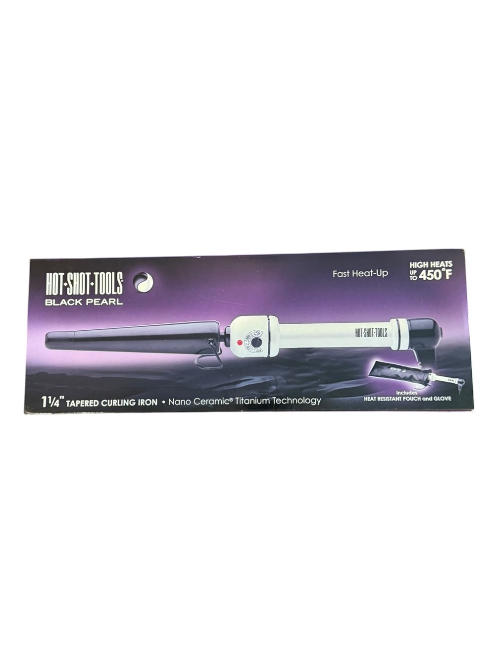 Hot Shot Tools Black Pearl 1¼" Tapered Curling Iron - Black and White